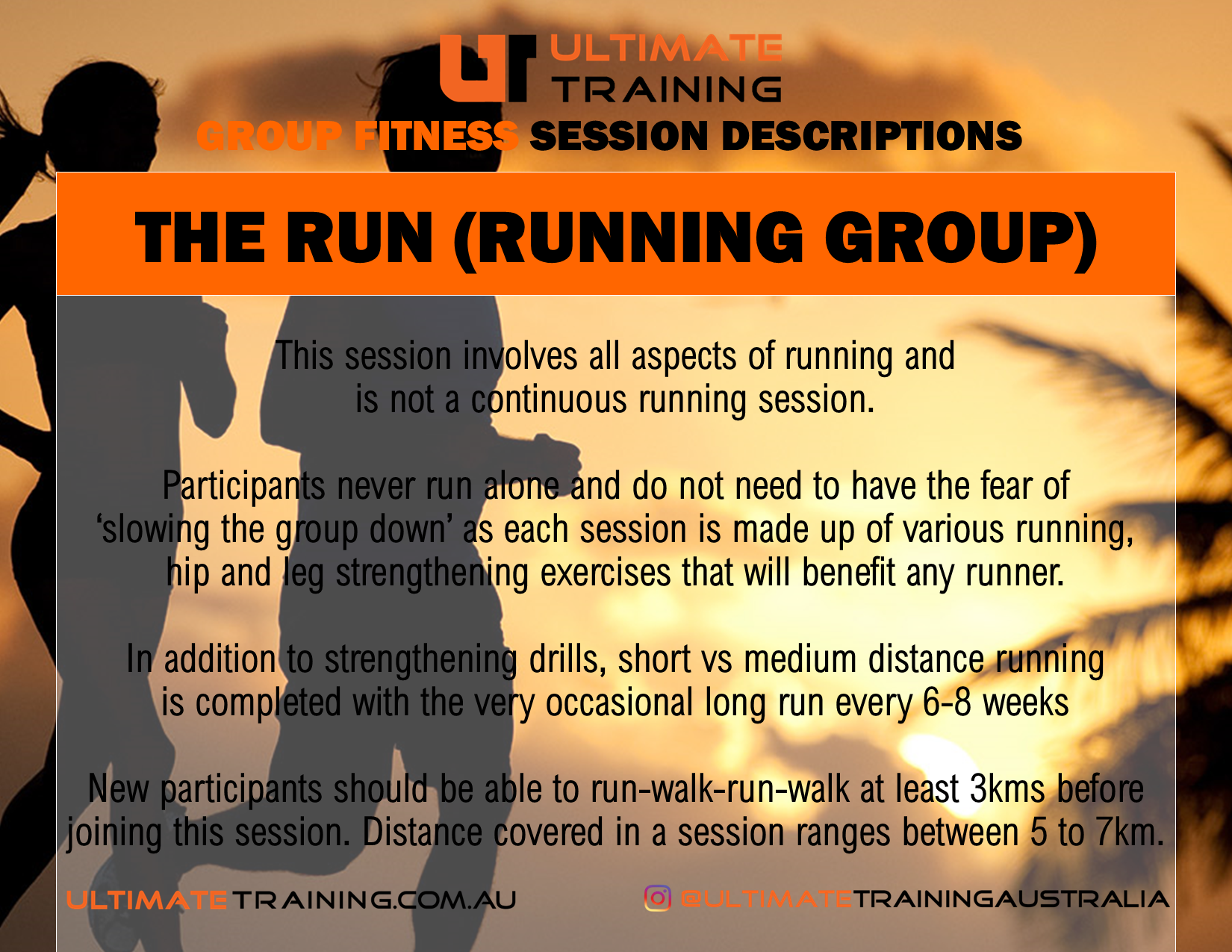 Ultimate Training Group Fitness The Run (Running Group) Session Details